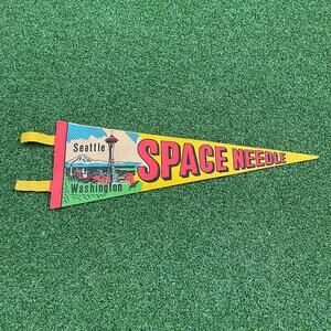 Vintage Seattle Space Needle Pennant Washington Landmark Souvenir Mid Century